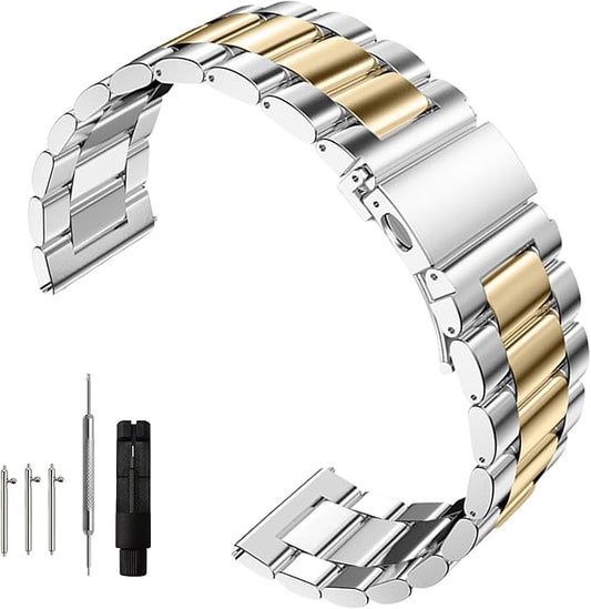 Quick Release Stainless Steel Watch Band Matte Brushed Metal Watchband 14mm 16mm 18mm 20mm 22mm 24mm Universal Solid Stainless Steel Metal Smartwatch Bracelet Replacement Band for Men Women