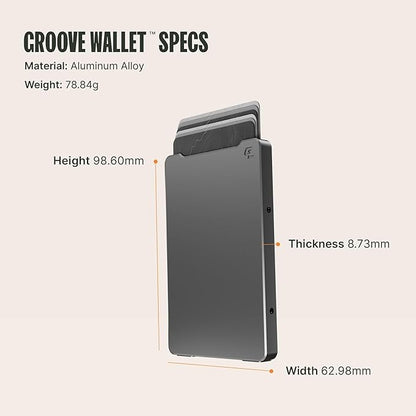 Groove Life Magnetic Thumb Swipe Wallet Gun Metal with Money Clip - Minimalist Wallet for Men, Low Profile Aluminum Credit Card Holder with RFID Blocking, Lifetime Coverage