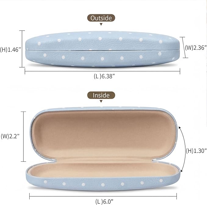 Glasses Case Hard, Cute Sunglasses Case for Women Leather Protective Case for Eyeglass with Cleaning Cloth