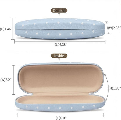 Glasses Case Hard, Cute Sunglasses Case for Women Leather Protective Case for Eyeglass with Cleaning Cloth