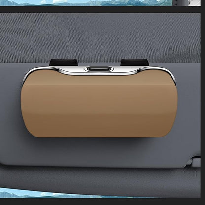 zipelo Sunglasses Holder for Car Sun Visor, Protective Automotive Eyeglasses Storage Case Hanger, Soft Vehicle Interior Glasses Organizer Box Accessories, Universal for SUV Sedan Truck (Beige)