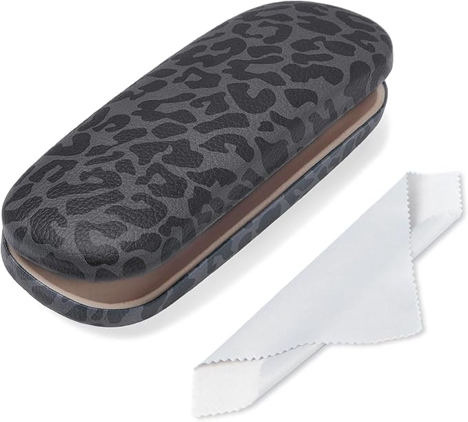 Glasses Case Hard Shell, Leather Protective Case for Sunglasses with Cleaning Cloth, Cute Eyeglass Cases for Women