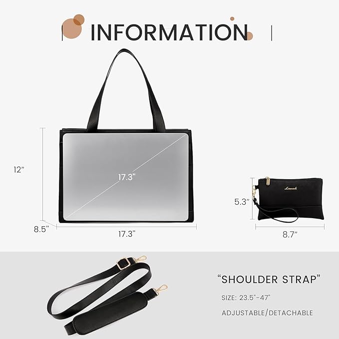LOVEVOOK Laptop Bag for Women 17.3 Inch Laptop Tote Work Bags Professional Leather Computer Briefcase Waterproof Handbag Shoulder Large Capacity Business Teacher Office Crossbody Purse