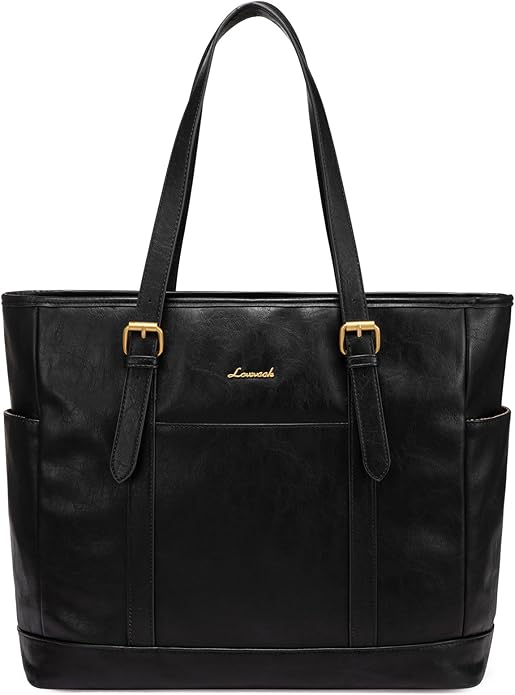 LOVEVOOK Laptop Tote Bag for Women,Vintage Leather Work Tote Bag for Women Computer Briefcase Bag,Waterproof Teacher Business