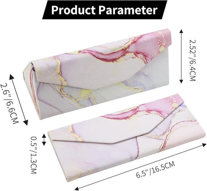 Foldable Glasses Case, Magnetic PU Leahter Sunglasses Case, Cute Hard Shell Folding Eyeglass Cases for Women Kids
