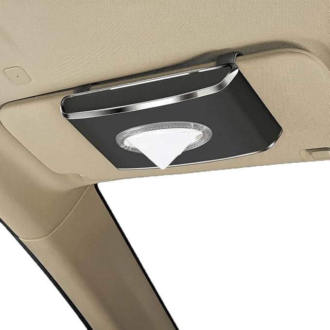 Leather Car Tissue Box for Car Interior, Multi-Function Tissue Holder with Visor Clip, Armrest & Back Seat Napkin Organizer, Vehicle Tissue Dispenser Accessories (Black Hanging)