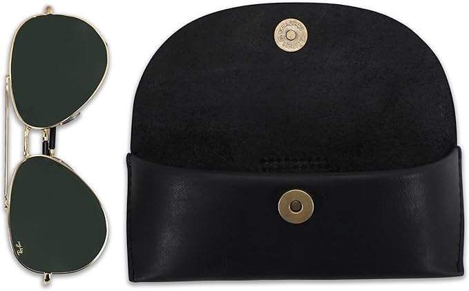 Leather Sunglasses Case Genuine Eyeglass Holder Reading Glasses Protector Vintage Eyewear Storage for Men and Women