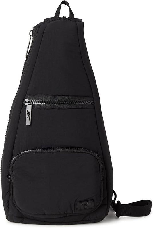 Reebok Unisex Crossbody Sling Bags – Compact Convertible Strap Cross Body Bag Travel Sling Bag - Gym & Travel Essential, Maeve Black