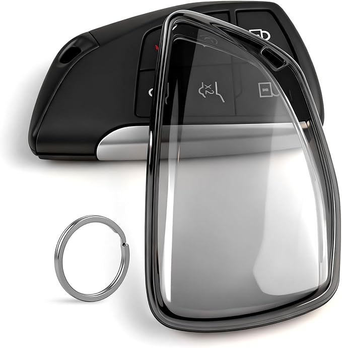 Clear TPU Key Fob Cover, Compatible with GMC Yukon Denali Sierra 2021-2026, Fit for Chevy Silverado Suburban Tahoe Buick etc, Transparent Soft Key Case (Grey, 1 Pcs)