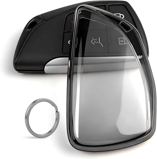 Clear TPU Key Fob Cover, Compatible with GMC Yukon Denali Sierra 2021-2026, Fit for Chevy Silverado Suburban Tahoe Buick etc, Transparent Soft Key Case (Grey, 1 Pcs)