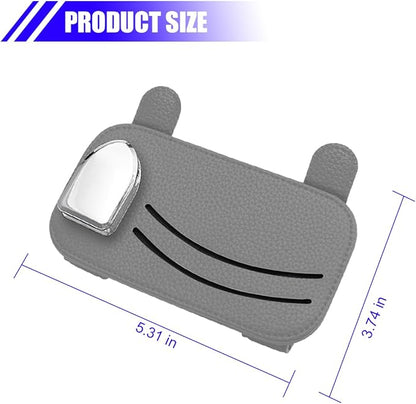 Zpana Car Sun Visor Organizer, Leather Vehicle Storage Glasses Pocket Ticket Clip, Automotive Interior Sunglasses Cards Pouch Case Bag Holder Accessories, Universal for SUV, Sedan, Truck (Gray)