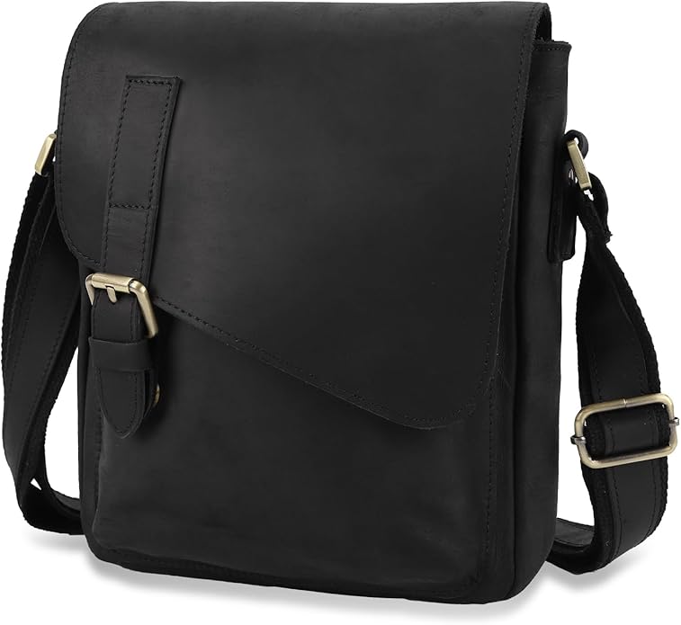 Jack&Chris Leather Messenger Bag for Men, Man Purse Crossbody Bags for Work Business
