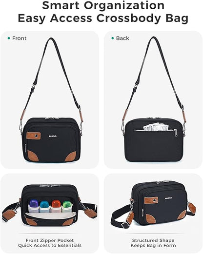 ECOHUB Crossbody Bag for Women Men, Multi Pocket Anti-Theft Travel Purse with RFID Blocking, Oxford PU Shoulder Bag