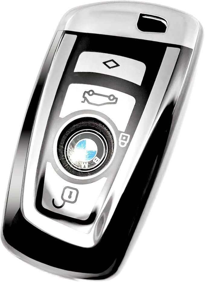 Creativity Suitable For BMW key fob cover. Advanced soft TPU key box is compatible with X1 X3 X4 X5 X6 1 2 4 5 6 7 M3 M5 M6 GT3 GT5 G30 F10 F15 F16 F20 key (Type A Silver single key case)