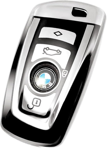 Creativity Suitable For BMW key fob cover. Advanced soft TPU key box is compatible with X1 X3 X4 X5 X6 1 2 4 5 6 7 M3 M5 M6 GT3 GT5 G30 F10 F15 F16 F20 key (Type A Silver single key case)