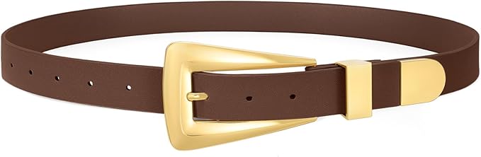 Women's Leather Belts for Jeans Pants Fashion Leather Waist Belt Ladies Dress Belts with Gold/Silver Buckle