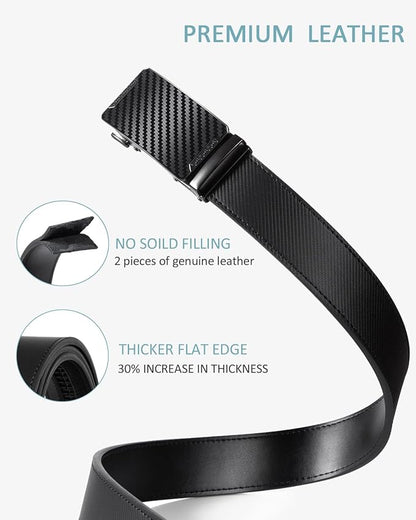 Founders & C Ratchet Belts for Men-Black/Brown Belt Leather 1 3/8" for Casual Dress-Micro Adjustable Belt
