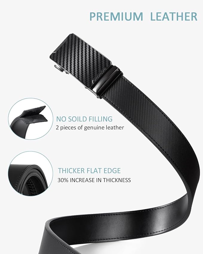 Founders & C Ratchet Belts for Men-Black/Brown Belt Leather 1 3/8" for Casual Dress-Micro Adjustable Belt