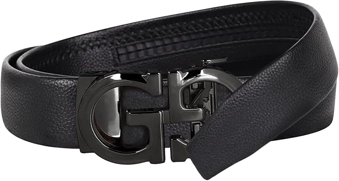 Aurolran Men&Womens Leather Dress Belt Business Automatic Buckle Belt Color-Black Silver Gold