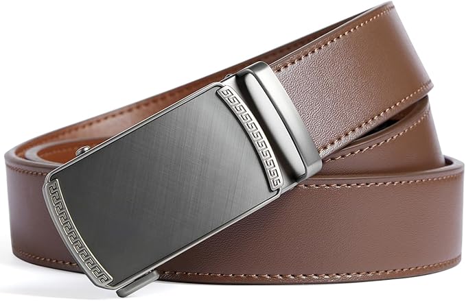 BOSTANTEN Mens Belt Leather Ratchet Belt For Men Dress and Casual with Adjustable Buckle, Trim to Fit