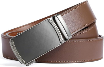 BOSTANTEN Mens Belt Leather Ratchet Belt For Men Dress and Casual with Adjustable Buckle, Trim to Fit