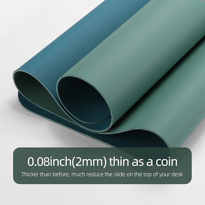 YSAGi Desk Mat, Mouse Pad,Waterproof Desk Pad,Large Mouse pad for Desk, Leather Desk Pad Large for Keyboard and Mouse,Dual-Sided Mouse Mat for Office (23.6" x 13.7", Pistachio Green + Green Blue)