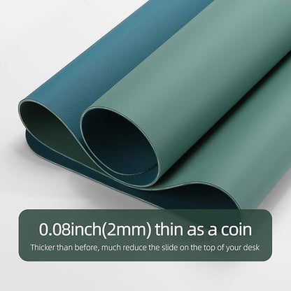 YSAGi Desk Pad, Desk Mat, 31.5" x 15.7" Dual-Sided Laptop Desk Pad Protector, Large Leather Desk Blotter for Keyboard and Mouse, Waterproof Desk Writing Pad for Office(Pistachio Green + Green Blue)