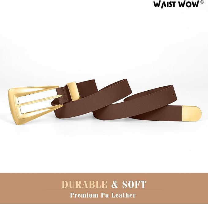 Women's Leather Belts for Jeans Pants Fashion Leather Waist Belt Ladies Dress Belts with Gold/Silver Buckle