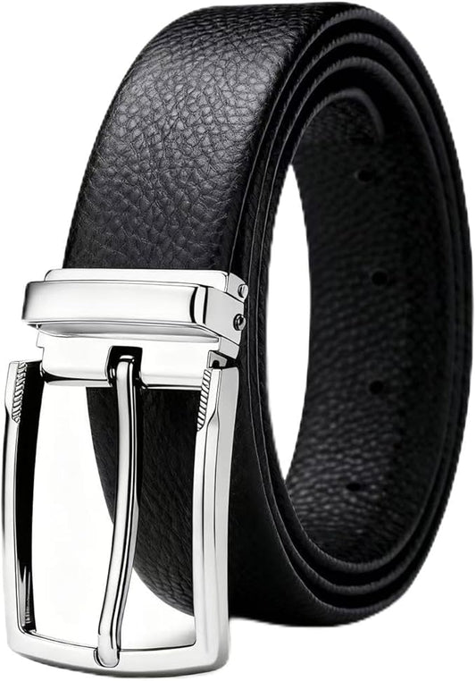 Men's Genuine Leather Dress Belt, 1.38" Wide, Premium Cowhide Business Casual Belt, Classic Design for Work and Formal Wear