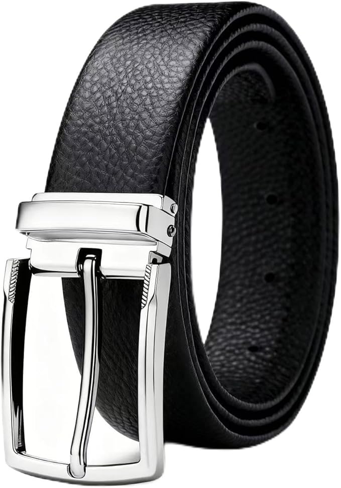 Men's Genuine Leather Dress Belt, 1.38" Wide, Premium Cowhide Business Casual Belt, Classic Design for Work and Formal Wear