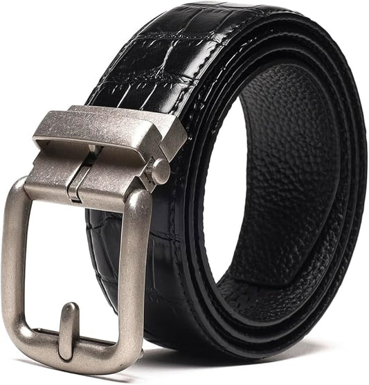 Fabio Valenti Men's Genuine Leather Ratchet Dress Belt with Automatic Buckle, Adjustiable Sizes, Handmade, All leather Strap