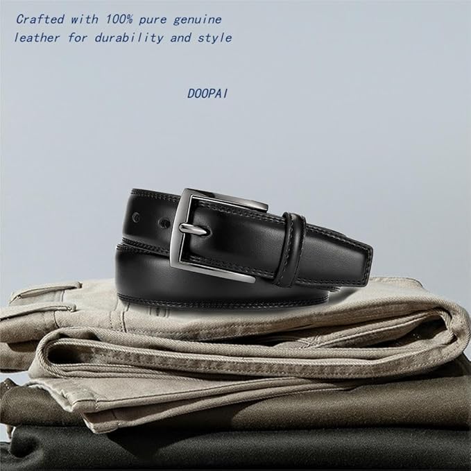 DOOPAI Mens Dress Belt - Genuine Leather Dress Belts For Men,Casual Suit Jeans Belt-Single Prong Buckle black belt