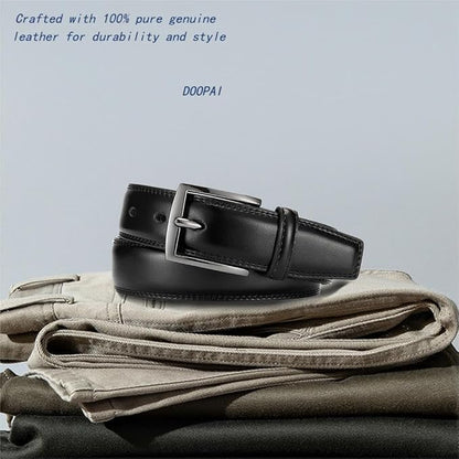DOOPAI Mens Dress Belt - Genuine Leather Dress Belts For Men,Casual Suit Jeans Belt-Single Prong Buckle black belt