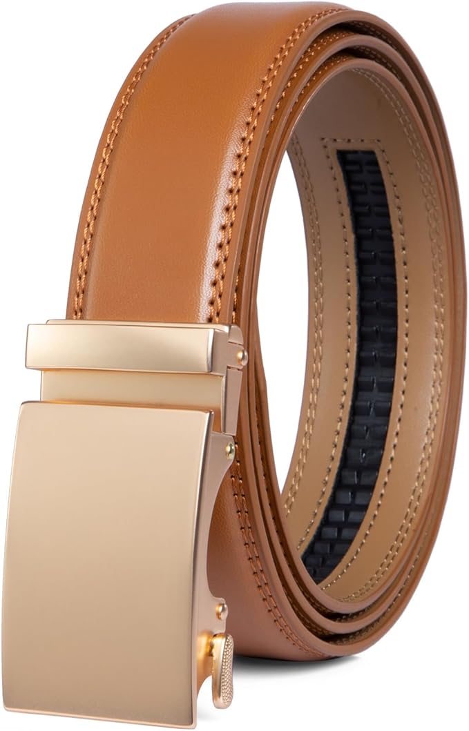 Founders & C Ratchet Belts for Men-Black/Brown Belt Leather 1 3/8" for Casual Dress-Micro Adjustable Belt
