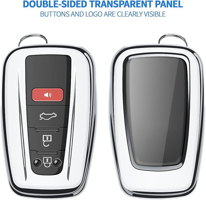 Autophone for Toyota Key Fob Cover with Keychain Soft TPU Key Shell Case,For 2019-2026 Rav4 2020-2022 Highlander Corolla Prius 2018-2024 Camry C-HR Avalon GT86 2021-2024 4runner(Silver）