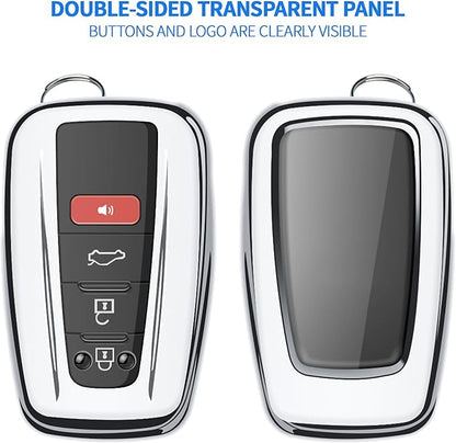 Autophone for Toyota Key Fob Cover with Keychain Soft TPU Key Shell Case,For 2019-2026 Rav4 2020-2022 Highlander Corolla Prius 2018-2024 Camry C-HR Avalon GT86 2021-2024 4runner(Silver）