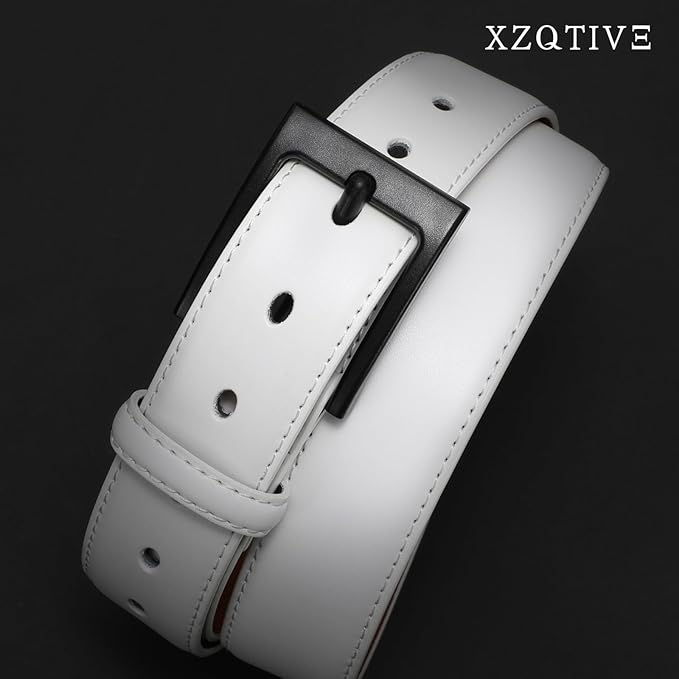XZQTIVE TSA Belt For Men Metal Free Dress Belts Hypoallergenic Leather Belt With Black Buckle Nickle Free