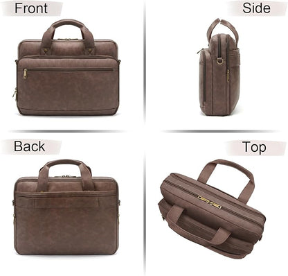 Briefcase for Men Leather Laptop Bag 16 Inch Messenger Bag Vintage Crossbody Laptop Computer Bag for Business,Work,Travel