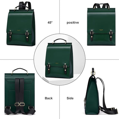 Cnoles Leather Backpack Purse For Women Fashion Ladies Vintage Bags Casual College Travel Backpacks Large bag Green
