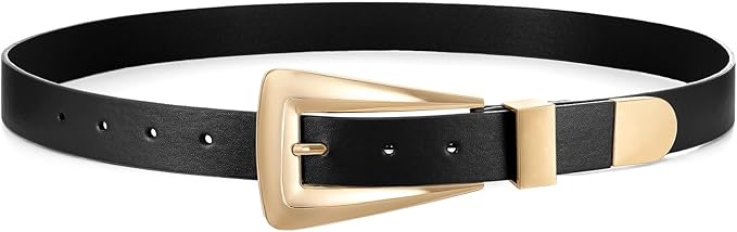 Women's Leather Belts for Jeans Pants Fashion Leather Waist Belt Ladies Dress Belts with Gold/Silver Buckle