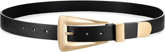 Women's Leather Belts for Jeans Pants Fashion Leather Waist Belt Ladies Dress Belts with Gold/Silver Buckle