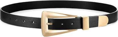 Women's Leather Belts for Jeans Pants Fashion Leather Waist Belt Ladies Dress Belts with Gold/Silver Buckle