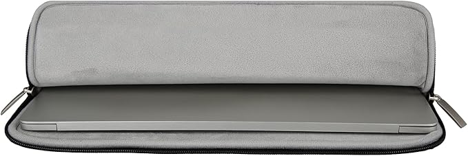 RAINYEAR 16 Inch Laptop Sleeve Soft PU Leather Case Protective Water Resistant Zipper Padded Cover Carrying Computer Bag Compatible with 16" MacBook Pro/Max M1 M2 M3 M4 M5(Black)