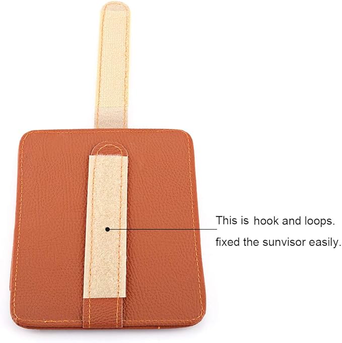 Multi-function Car Sun Visor Organizer Card Storage Glasses Holder Clip Pouch Bag Hanging Holder PU Leather(Beige)