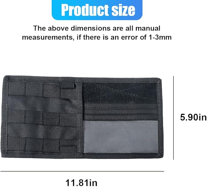 ZIMISI Molle Car Visor Organizer, Tactical Sun Visor Panel Organizer with Elastic Strap, Nylon Sunshade Storage Pouch with Magic Strap for Pen Card Sunglass, Fits for Car, SUV, Truck (Black)