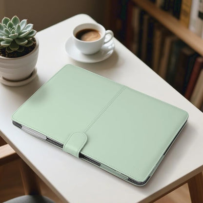 MOSISO Case Compatible with MacBook Air 13.6 inch M4 M3 M2 2025-2022 /Air 13 M1 2022-2018 /Pro 13 inch M2 M1 2025-2016, PU Leather Portfolio Protective Stand Cover, Tea Green