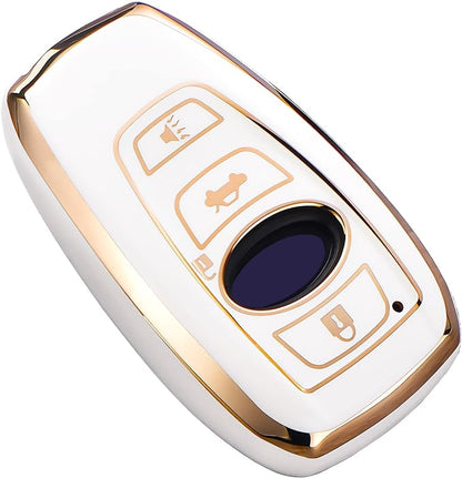 for Subaru Key Fob Cover, for Forester Outback BRZ Legacy CrossTrek Premium Soft TPU 360 Degree Protection Key Case Remote Key Holder (Ivory)