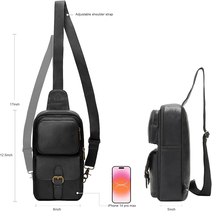 Sling Bag for Men Women Pu Leather Crossbody Bag Waterproof Funny Waist Pack Vintage Shoulder Bags