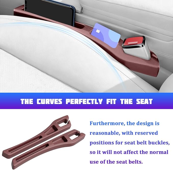 Car Seat Gap Filler, 2PCS No Drop Vehicle Seat Gap Plug with Storage Slots Between Seat and Console, Automotive Interior Seam Filler Organizer, Universal for SUV RV Truck (Red)