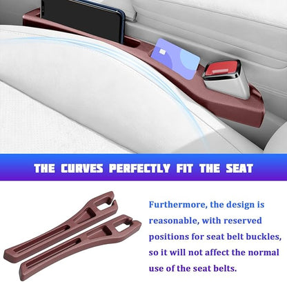 Car Seat Gap Filler, 2PCS No Drop Vehicle Seat Gap Plug with Storage Slots Between Seat and Console, Automotive Interior Seam Filler Organizer, Universal for SUV RV Truck (Red)